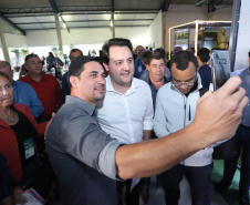 O governador Carlos Massa Ratinho Junior esteve nesta quarta-feira (12) na Digital Agro 2019, em Carambeí, nos Campos Gerais. O evento apresenta e discute as principais novidades tecnológicas para o agronegócio, como a digitalização do campo, automação, robótica, internet das coisas e Big Data. Foto: Rodrigo Felix Leal/ANPr
