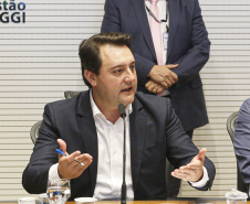 O governador Carlos Massa Ratinho Junior reuniu-se com representantes das Artes Marciais. Participaram: superintendente do Esporte, Hélio Wirbiski; deputado Alexandre Amaro; entre outros.Curitiba, 17-06-19.Foto: Arnaldo Alves / ANPr.