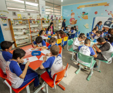 Os 1.103 alunos de 5º ano das escolas municipais que visitaram o Porto de Paranaguá neste primeiro semestre se preparam para participar do Concurso de Desenho do Projeto Porto Escola.  -  Paranaguá, 17/06/2019  -  Foto: Cláudio Neves/ANPr