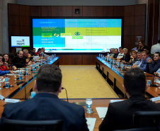 O governador Massa Ratinho Junior recebeu nesta terça-feira (18) chefes de núcleos das regiões de Apucarana, Maringá e Ivaiporã. Foi o segundo encontro de representantes das diversas áreas do governo no Interior com o objetivo de ampliar a integração e alinhar informações sobre programas, ações e resultados dos primeiros meses de gestão.  -  Curitiba, 18/06/2019  -  Foto: Guilherme Flores/Casa Civil