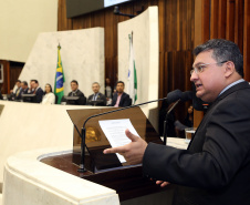 Comemoração de 100 de Convenção Batista na Assembléia Legislativa do Paraná, com homenagem do Governador Carlos Massa Ratinho Junior. Na foto, Geremias Correia Junior  -  Foto Gilson Abreu