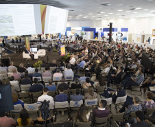 “O modelo de excelência do saneamento no Paraná” foi o tema da palestra magna de encerramento do 30.º Congresso Brasileiro de Engenharia Sanitária e Ambiental (CBESA), apresentada nesta quarta-feira (19), em Natal, pelo diretor-presidente da Sanepar, Claudio Stabile.  -  Natal, 19/06/2019  -  Foto: Alvaro De Maria/Divulgação Sanepar