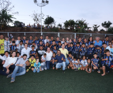 Londrina, no Norte do Paraná, ganhou uma unidade do projeto Arena Multiuso, espaço para atividades esportivas e de recreação, implantado pelo Governo do Estado, em parceria com o município. Instalada no conjunto residencial Vista Bela, a unidade foi entregue à comunidade pelo governador Carlos Massa Ratinho Junior, nesta quinta-feira (20). - Londrina, 20/06/2019 - Foto: Rodrigo Félix Leal/ANPr