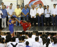 O governador Carlos Massa Ratinho Junior lançou nesta quinta-feira (20), no Ginásio Moringão, em Londrina, o Japs Combate, espécie de Jogos Abertos do Paraná voltado apenas para as lutas.  -  Londrina, 20/06/2019  -  Foto: Arnaldo Alves/ANPr
