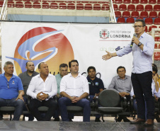 O governador Carlos Massa Ratinho Junior lançou nesta quinta-feira (20), no Ginásio Moringão, em Londrina, o Japs Combate, espécie de Jogos Abertos do Paraná voltado apenas para as lutas.  -  Londrina, 20/06/2019  -  Foto: Arnaldo Alves/ANPr