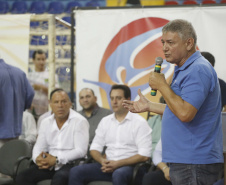 O governador Carlos Massa Ratinho Junior lançou nesta quinta-feira (20), no Ginásio Moringão, em Londrina, o Japs Combate, espécie de Jogos Abertos do Paraná voltado apenas para as lutas.  -  Londrina, 20/06/2019  -  Foto: Arnaldo Alves/ANPr
