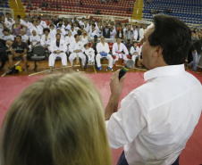 O governador Carlos Massa Ratinho Junior lançou nesta quinta-feira (20), no Ginásio Moringão, em Londrina, o Japs Combate, espécie de Jogos Abertos do Paraná voltado apenas para as lutas.  -  Londrina, 20/06/2019  -  Foto: Arnaldo Alves/ANPr