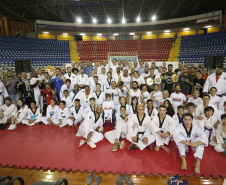 O governador Carlos Massa Ratinho Junior lançou nesta quinta-feira (20), no Ginásio Moringão, em Londrina, o Japs Combate, espécie de Jogos Abertos do Paraná voltado apenas para as lutas.  -  Londrina, 20/06/2019  -  Foto: Arnaldo Alves/ANPr