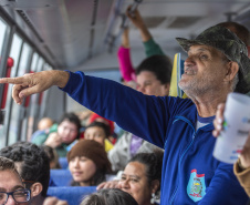 Encerrando as atividades do primeiro semestre do Porto Escola, a equipe da Diretoria de Meio Ambiente da Portos do Paraná recebeu nesta quinta-feira (27) 160 alunos com necessidades especiais da Escola Municipal Eva Cavani, de Paranaguá.  -  Curitiba, 27/06/2019  -  Foto: Cládio Neves/Portos do Paraná
