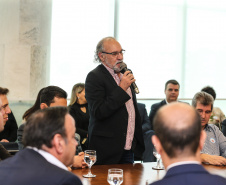 O presidente da Federação Estadual das Instituições de Reabilitação do Estado do Paraná (Febiex), Benedito Carlos Bassetti, nesta terça-feira (02), no Palácio Iguaçu. Curitiba, 02/07/2019 -Foto: Geraldo Bubniak/ANPr