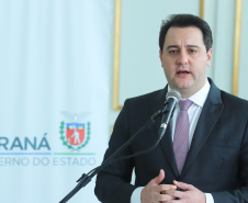 Governador Carlos Massa Ratinho Junior durante coletiva de imprensa  -  Curitiba, 03/07/2019  -  Foto: Rodrigo Félix Leal/ANPr