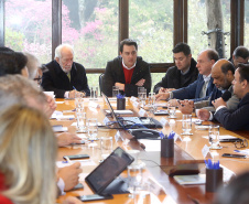 Governador Carlos Massa Ratinho Junior durante reunião com a equipe de governo. Foto: Jaelson Lucas/ANPr