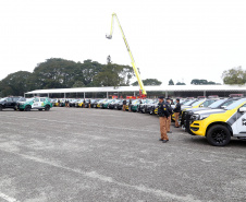 O governador Carlos Massa Ratinho Junior faz a entrega de viaturas para Polícia Civil e Polícia Militar nesta quarta-feira (10), na Acadêmia do Guatupê. Curitiba, 10/07/2019 -Foto:Gilson Abreu/ANPr