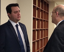 Antes da reunião com executivos do JP Morgan, o governador teve encontro com o diplomata brasileiro Philip Gough, ministro conselheiro da Missão Permanente do Brasil junto à Organização das Nações Unidas (ONU).Foto: Divulgação/ANPr