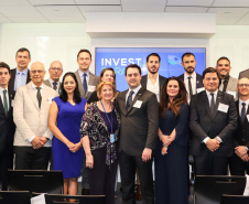O governador Carlos Massa Ratinho Junior apresentou nesta quarta-feira (17) oportunidades que o Estado oferece a um grupo de executivos de corporações internacionais que mantêm investimentos globais. A apresentação foi na Câmara de Comércio Brasil-EUA, em Nova York, que recebeu a terceira edição do Paraná Day. Foto: Ruthe Phillips