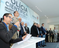 O governador Carlos Massa Ratinho Júnior dá posse a mais de 90 peritos oficiais, no Palácio Iguaçu. Os profissionais integrarão o efetivo da Polícia Científica do Paraná e, após formação, serão distribuídos no Estado, conforme a necessidade. Curitiba, 22/07/2019 -Foto: Rodrigo Felix Leal/ANPr/ANPr
