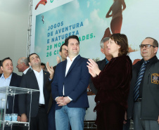 O Paraná terá neste ano uma série de competições que ajudarão a estimular práticas esportivas, além de evidenciar as belezas do Estado, atrair turistas e movimentar a economia de diversas regiões. São os Jogos de Aventura e Natureza, uma iniciativa pioneira no Brasil em formato e abrangência que foi lançada nesta terça-feira (23) pelo governador Carlos Massa Ratinho Junior. Foto: Rodrigo Felix Leal/ANPr
