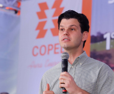 “Esse será o futuro da energia que será produzida no Paraná, aliando uma marca importante do Estado como a suinocultura à geração de biogás”, afirmou o presidente da Copel, Daniel Pimentel Slaviero.  Foto: Rodrigo Felix Leal/ANPr