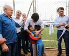 O governador Carlos Massa Ratinho Junior inaugurou nesta sexta-feira (26) em  Ivaiporã, no Vale do Ivaí, a unidade do projeto Meu Campinho implantada no município.   Ivaiporã, 26/07/2019 -Foto: Geraldo Bubniak/ANPr