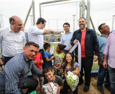 O governador Carlos Massa Ratinho Junior inaugurou nesta sexta-feira (26) em  Ivaiporã, no Vale do Ivaí, a unidade do projeto Meu Campinho implantada no município.   Ivaiporã, 26/07/2019 -Foto: Geraldo Bubniak/ANPr