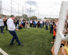 O governador Carlos Massa Ratinho Junior inaugurou nesta sexta-feira (26) em  Ivaiporã, no Vale do Ivaí, a unidade do projeto Meu Campinho implantada no município.   Ivaiporã, 26/07/2019 -Foto: Geraldo Bubniak/ANPr