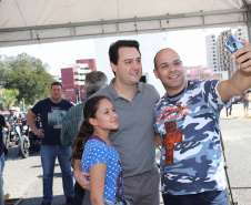 O governador Carlos Massa Ratinho Junior participou e deu as boas-vindas aos motoqueiros, presentes na benção em comemoração ao seu dia. Curitiba, 17-07-19.Foto: Arnaldo Alves / ANPr.