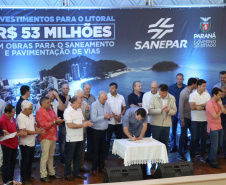 Os investimentos do Governo do Estado no Litoral somam R$ 57,5 milhões. O governador Carlos Massa Ratinho Junior esteve neste sábado (10) em Matinhos para a entrega oficial de obras de saneamento que somam R$ 50 milhões. Foto: José Fernando Ogura/AEN