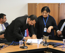 Tomaram posse nesta segunda-feira (12) os novos integrantes do Conselho de Contribuintes e Recursos Fiscais (CCRF). Órgão da Secretaria de Estado da Fazenda, o Conselho é responsável pelo julgamento em segunda instância administrativa dos recursos de contribuintes que recorreram de multas e já perderam em primeira instância. Foto: José Fernando Ogura/AEN