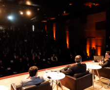 O governador Carlos Massa Ratinho Junior participa da abertura do III Forum Gestão Pública FACIAP, Caminhos do Crescimento.