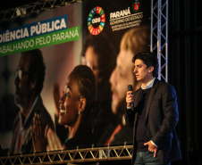 Valdemar Bernardo Jorge, secretário de Planejamento do Estado do Paraná na abertura da primeira audiência pública do Plano Plurianual 2020-2023. O encontro acontece no auditório do Museu Oscar Niemeyer, em Curitiba.  Curitiba, 21/08/2019 -Foto: Geraldo Bubniak/AEN