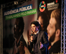 Valdemar Bernardo Jorge, secretário de Planejamento do Estado do Paraná na abertura da primeira audiência pública do Plano Plurianual 2020-2023. O encontro acontece no auditório do Museu Oscar Niemeyer, em Curitiba.  Curitiba, 21/08/2019 -Foto: Geraldo Bubniak/AEN