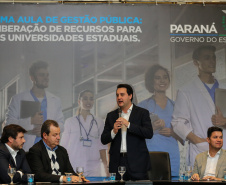 O governador Carlos Massa Ratinho Junior libera nesta segunda-feira (26),  em evento no Palácio Iguaçu, suplementação orçamentária para universidades estaduais.  Curitiba, 26/08/2019 -Foto: Geraldo Bubniak/AEN