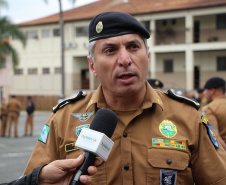 Curitiba, 28 de agosto de 2019.  Policiais Militares promovidos em 10 de agosto são homenageados. Foto: Cel QOPM Péricles de Matos, Comandante-Geral da PMPR.  