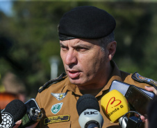 O governador Carlos Massa Ratinho Junior participa  nesta sexta-feira (30)  do projeto Em Frente Brasil - Programa Nacional de Enfrentamento à Criminalidade Violenta, criado pelo Ministério da Justiça e Segurança Pública no Parque São José em São José dos Pinhais.  Na foto o comandante-geral da Polícia Militar (PM) do Paraná, o coronel Péricles de Matos.  30/08/2019 -Foto: Geraldo Bubniak/AEN