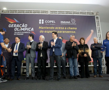 O governador Carlos Massa Ratinho Junior anunciou nesta segunda-feira (02), no Palácio Iguaçu, a nova fase do programa de apoio à formação de atletas olímpicos. Patrocinado pela Copel, o ?Geração Olímpica? é o maior programa de bolsa-atleta do País. Curitiba,02/09/2019 Foto:Jaelson Lucas /AEN