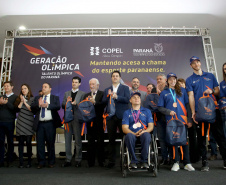 O governador Carlos Massa Ratinho Junior anunciou nesta segunda-feira (02), no Palácio Iguaçu, a nova fase do programa de apoio à formação de atletas olímpicos. Patrocinado pela Copel, o ?Geração Olímpica? é o maior programa de bolsa-atleta do País. Curitiba,02/09/2019 Foto:Jaelson Lucas /AEN