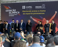 O governador Carlos Massa Ratinho Junior anunciou nesta segunda-feira (02), no Palácio Iguaçu, a nova fase do programa de apoio à formação de atletas olímpicos. Patrocinado pela Copel, o ?Geração Olímpica? é o maior programa de bolsa-atleta do País. Curitiba,02/09/2019 Foto:Jaelson Lucas /AEN