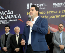 O governador Carlos Massa Ratinho Junior anunciou nesta segunda-feira (02), no Palácio Iguaçu, a nova fase do programa de apoio à formação de atletas olímpicos. Patrocinado pela Copel, o ?Geração Olímpica? é o maior programa de bolsa-atleta do País. Curitiba,02/09/2019 Foto:Jaelson Lucas /AEN