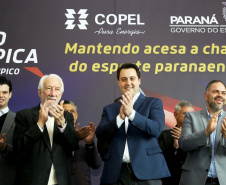 O governador Carlos Massa Ratinho Junior anunciou nesta segunda-feira (02), no Palácio Iguaçu, a nova fase do programa de apoio à formação de atletas olímpicos. Patrocinado pela Copel, o ?Geração Olímpica? é o maior programa de bolsa-atleta do País. Curitiba,02/09/2019 Foto:Jaelson Lucas / AEN