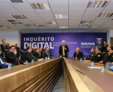 O  vice governador Darci Piana participa nesta segunda-feira (02) da apresentação da consolidação do Inquérito Digital Paraná. Com este sistema, que já foi implantado, todas as etapas dos inquéritos policiais passam a ser digitais, garantindo mais agilidade e economia.   02/09/2019 -Foto: Geraldo Bubniak/AEN