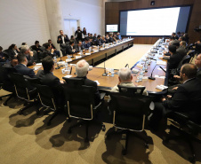 O governador Carlos Massa Ratinho Junior reunido com seu secretariado.Curitiba, 03-09-19.Foto: Arnaldo Alves / ANPr.