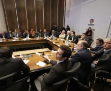 O governador Carlos Massa Ratinho Junior reunido com seu secretariado.Curitiba, 03-09-19.Foto: Arnaldo Alves / ANPr.