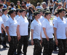 Aproximadamente 20 mil pessoas acompanharam neste sábado (7), em Curitiba, o desfile cívico-militar que comemora os 197 anos da Proclamação da Independência, segundo estimativas da Polícia Militar do Paraná. O governador Carlos Massa Ratinho Junior assistiu a solenidade de 7 de Setembro na Avenida Cândido de Abreu, acompanhado de sua família, do comandante da 5ª Divisão do Exército, general de divisão José Russo Assumpção Delgado, do vice-governador Darci Piana e de diversas autoridades.