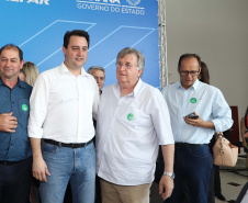 O governador Carlos Massa Ratinho Junior anunciou nesta segunda-feira (9) a expansão do programa que viabiliza instalação de caixas d'água em casas de famílias em situação de vulnerabilidade social. Participaram: secretários da Justiça, Família e Trabalho, Ney Leprevost; da Saúde, Beto Preto; presidente da Sanepar, Claudio Stabile; deputados estaduais; prefeitos; entre outras autoridades.Curitiba, 09-09-19.Foto: Arnaldo Alves / AEN.
