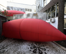 Instalação do artista plástico Geraldo Zamproni no Museu Casa Alfredo Andersen(MCAA).Curitiba, 09 de setembro de 2019.Foto: Kraw Penas/SECC