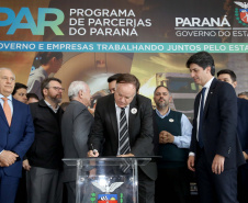 O Governo do Paraná apresentou nesta segunda-feira (23), em evento com o governador Carlos Massa Ratinho Junior, no Palácio Iguaçu, a carteira de projetos de parcerias público-privadas (PPP). Serão apresentados projetos previstos, com estimativas de prazos, investimentos e um quadro com a evolução do planejamento de cada um. Curitiba,23/09/2019 Foto:Jaelson Lucas / AEN