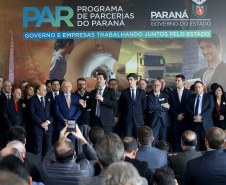 O Governo do Paraná apresentou nesta segunda-feira (23), em evento com o governador Carlos Massa Ratinho Junior, no Palácio Iguaçu, a carteira de projetos de parcerias público-privadas (PPP). Serão apresentados projetos previstos, com estimativas de prazos, investimentos e um quadro com a evolução do planejamento de cada um. Curitiba,23/09/2019 Foto:Jaelson Lucas / AEN