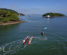 Nesta etapa dos lindeiros serão disputadas canoagem de velocidade, corrida de aventura, vôlei de praia, canoagem slalom, paraquedismo, vela, skate, beach soccer, handebol de areia, pesca, futevôlei, corrida rústica. Haverá também a Maratona Internacional de Foz, uma realização do Serviço Social do Comércio (Sesc) do Paraná, que deverá reunir 4 mil atletas. A largada será domingo (29). Foto: José Fernando Ogura/AEN