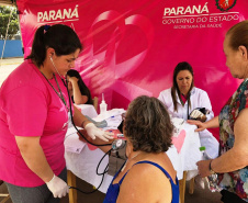 Começou nesta quarta-feira (2) em Coronel Domingo Soares e Cândido de Abreu o Paraná Rosa, campanha que vai passar por 43 municípios do Estado levando ações de prevenção e promoção do cuidado integral à saúde das mulheres. Foto: Divulgação/SESA