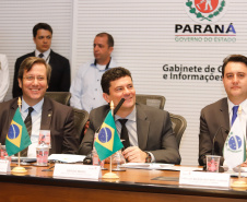 O governador Carlos Massa Ratinho Junior abriu nesta sexta-feira (04) a reunião do Conselho Nacional dos Secretários de Estado da Justiça, da Cidadania, Direitos Humanos e Administração Penitenciária (Consej), realizada no Palácio Iguaçu, em Curitiba. 